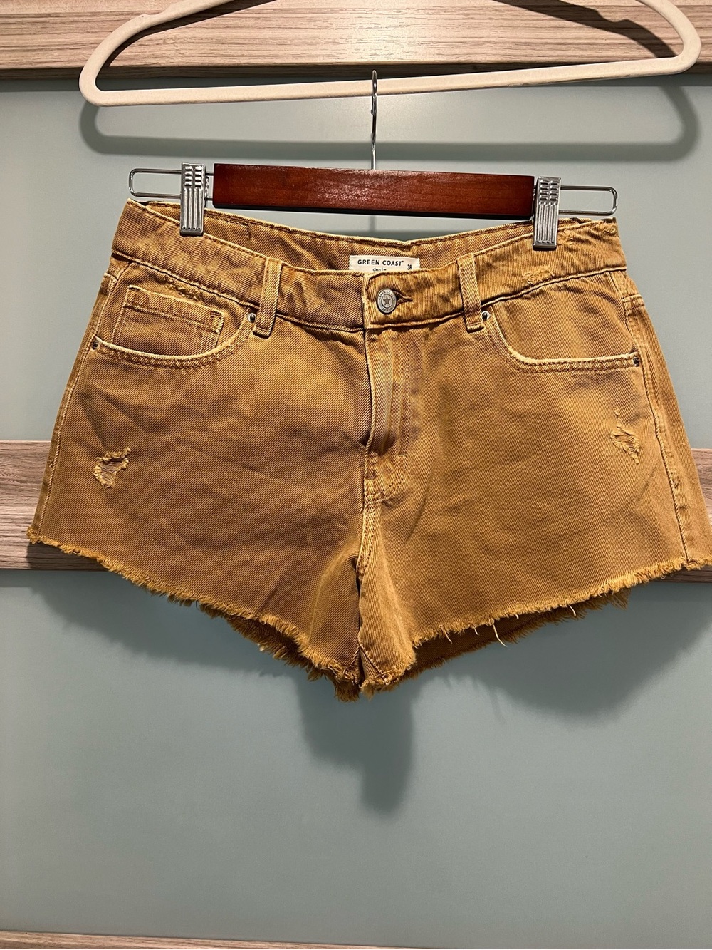 Green Coast | Women's Rustic Brown Denim Cutoff Shorts